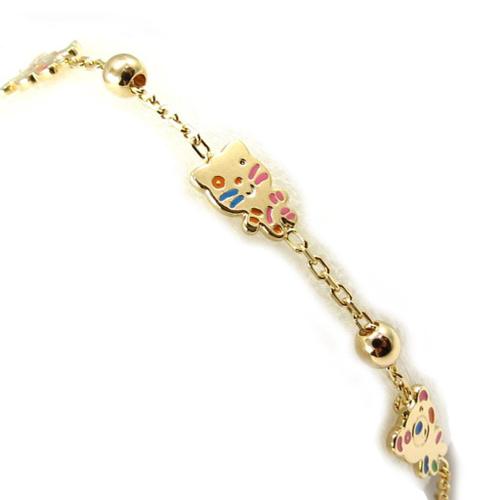 Bracelet Plaqué Or "Animaux" Multicolore
