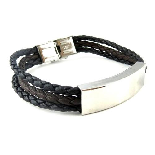 Bracelet Acier "Identité" Noir Marron