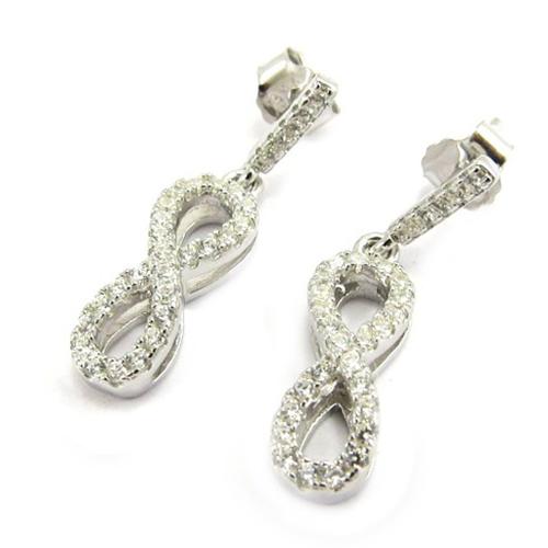 Boucles Argent "Infini" Blanc Argenté