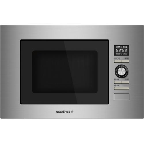 Rosières RMG28/1IN - Four micro-ondes grill - intégrable - 28 litres - 900 Watt - inox et verre noir