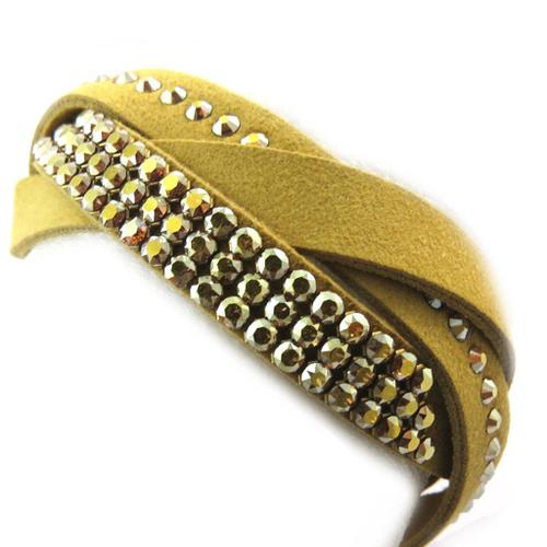 Promo -55%, Lily-Crystal [N3531] - Bracelet Créateur &#34sissi&#34 Jaune Moutarde (...