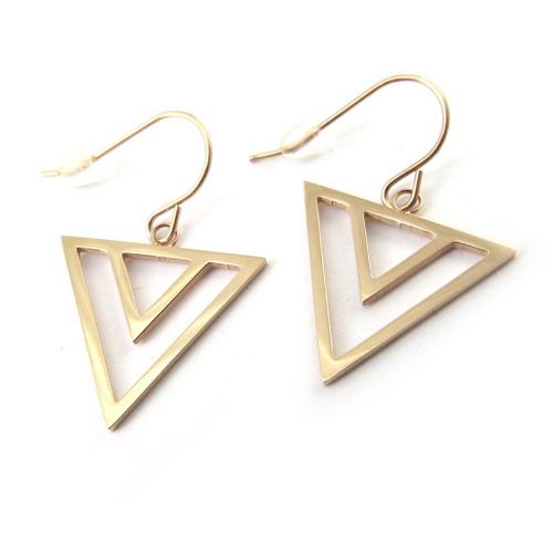 Promo -20%, Les Trésors De Lily [N3997] - Boucles Acier &#34triangle&#34 Doré Rosé