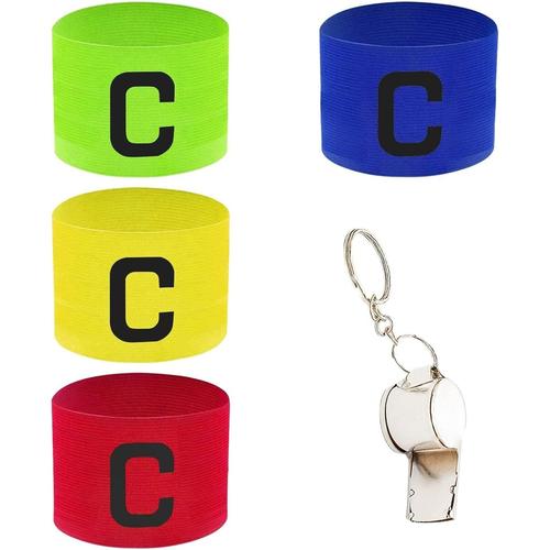 Brassards de Capitaine éLastique Brassard de Capitaine de Football Brassard Capitaine Football Captain Armband Football Capitaine Brassard Elastique Brassard Sifflet Arbitre Brassard Elastique 4pc