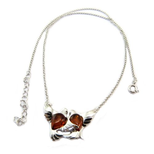 Promo -35%, Les Trésors De Lily [P3363] - Collier Argent &#34colombes&#34 Ambre Cog...