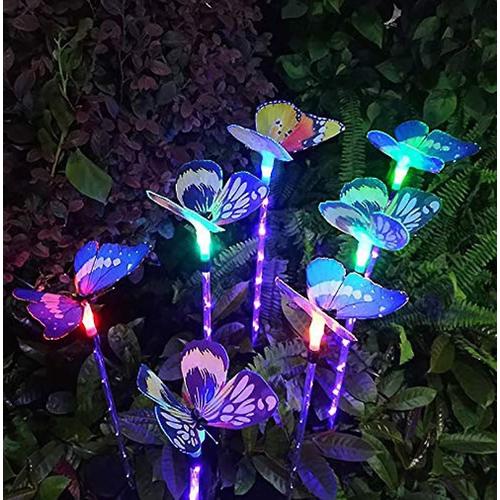 Lampes Solaires Décoratives Extérieures De Jardin, Paquet De 3 Lampes De Jardin À Énergie Solaire Avec Changements Multicolores De Papillon De Lumières Led Jardin, Patio, Cour