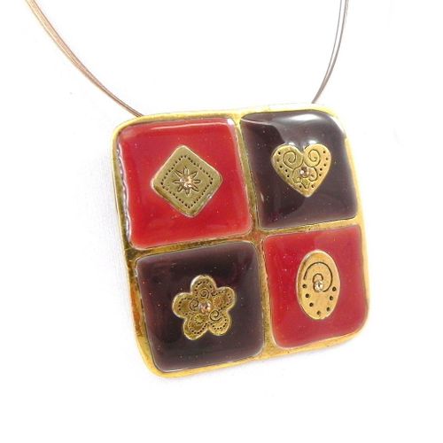 Collier Créateur "Salomé" Orange Marron