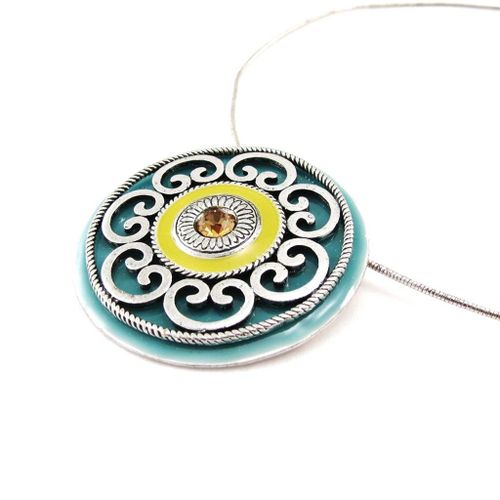 Collier Créateur "Babouchka" Turquoise Jaune