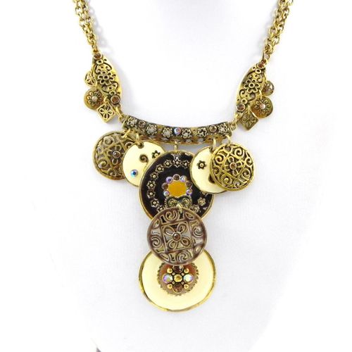 Collier Créateur "Byzance" Marron Beige Doré