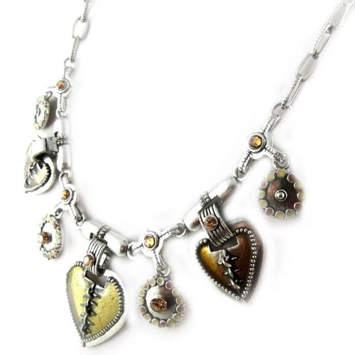 Collier Créateur "Les Souvenirs Du Passé" Ambre Argenté