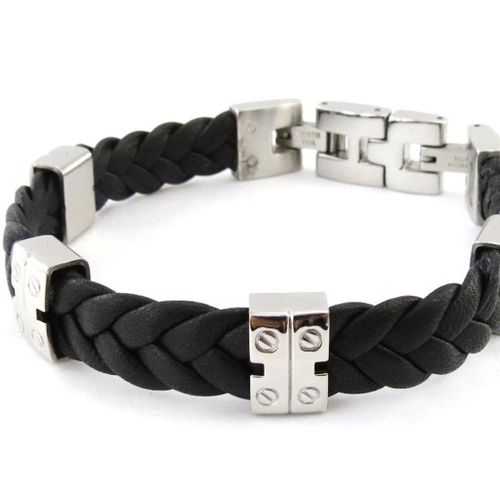 Promo -51%, Les Trésors De Lily [E7055] - Bracelet Homme &#34tony&#34 Cuir / Acier