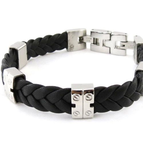 Promo -51%, Les Trésors De Lily [E7055] - Bracelet Homme &#34tony&#34 Cuir / Acier