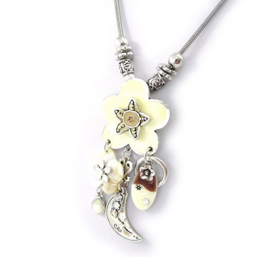 Collier Créateur "Bouquet Fleury" Beige