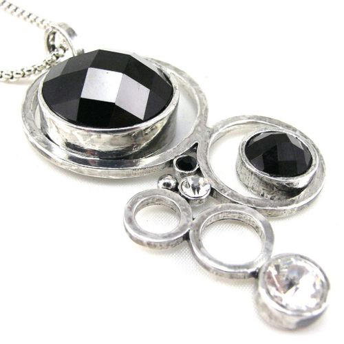 Collier Créateur "Mélusine" Noir Blanc