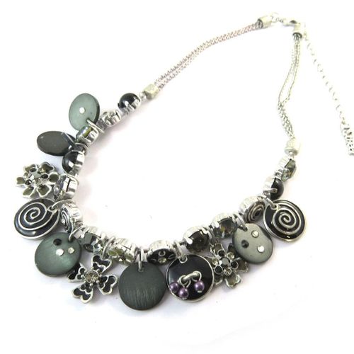 Collier Créateur "Mélusine" Gris Noir