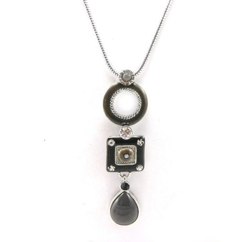 Collier Créateur "Esmeralda" Gris Noir