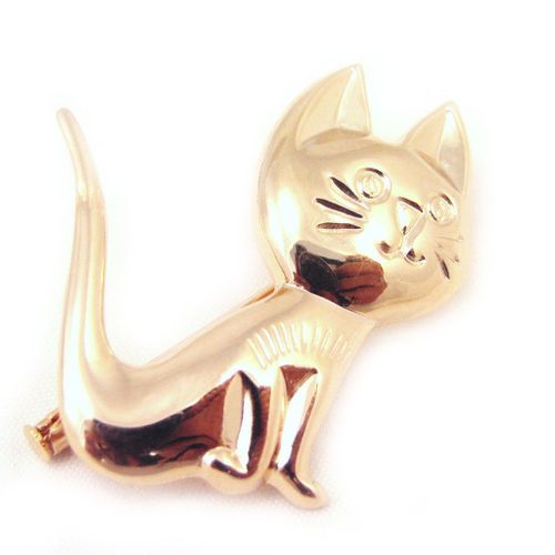 Broche Plaqué Or "Chat