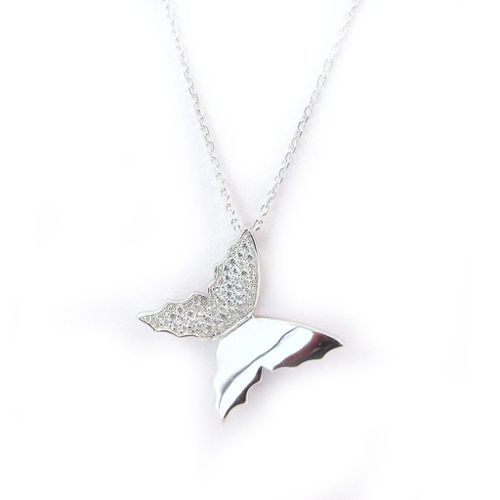 Collier Argent "Papillon Lumière" Blanc