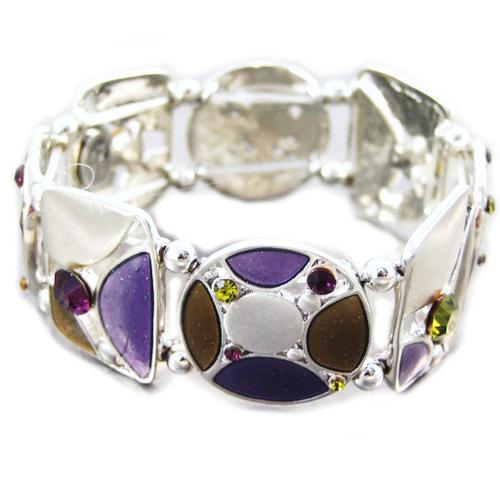 Noa [G5514] - Bracelet Créateur 'arlequin' Violet Vert