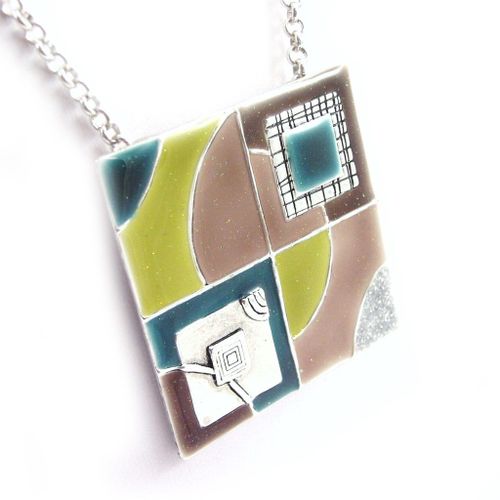 Collier Créateur "Anamaya" Vert Marron