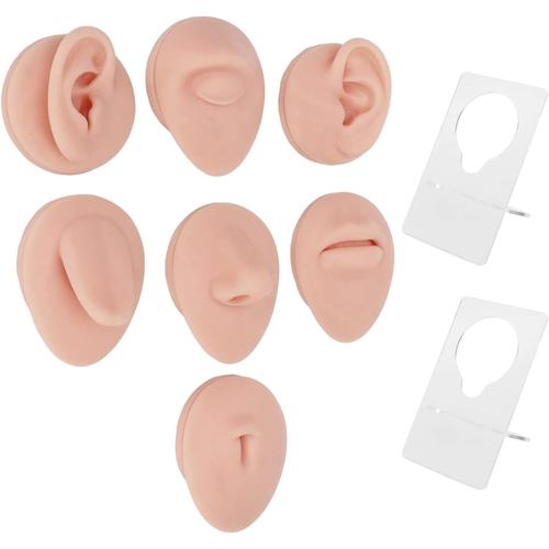 Kit De Pratique De Piercing Corporel, Modèle De Nombril En Silicone Souple Avec Présentoir Pour La Pratique Du Piercing, (Couleur De Peau Moyenne) 