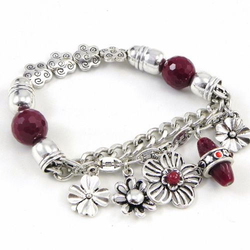 Bracelet Créateur "Capucines" Rouge