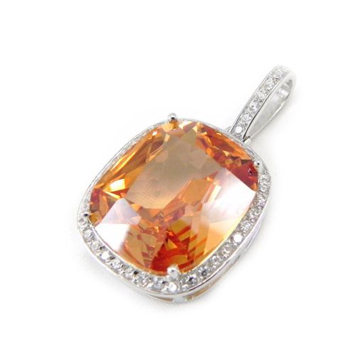 Pendentif Argent "Tiffany" Ambre Blanc