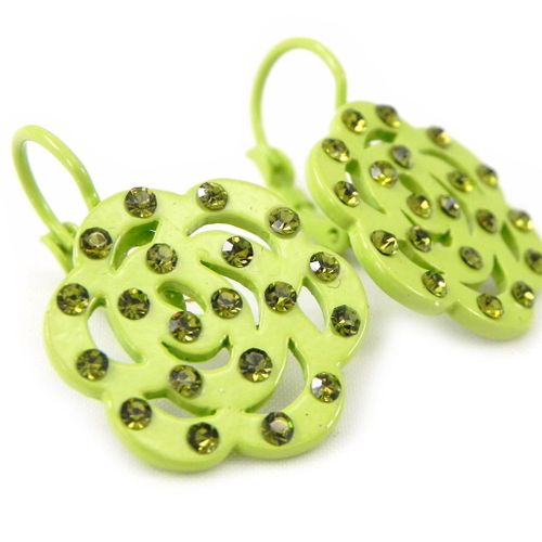 Dormeuses Créateur "Camélia" Vert Pomme