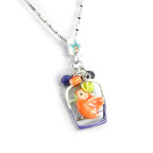 Collier Créateur "Rossignol" Orange Violet