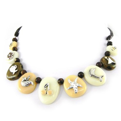 Collier Créateur "Liberty" Marron Beige