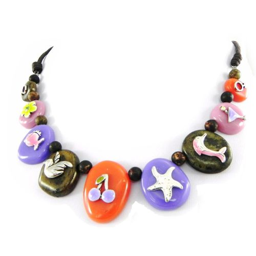 Collier Créateur "Liberty" Orange Violet
