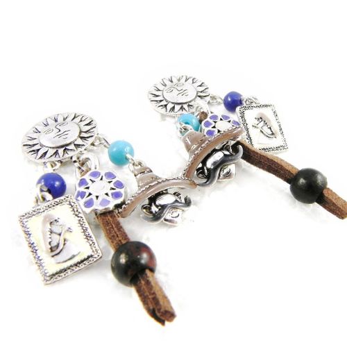 Boucles Créateur "Mexico" Bleu Marron