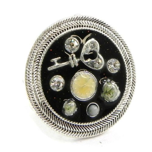 Bague Créateur "Babouchka" Noir Argenté