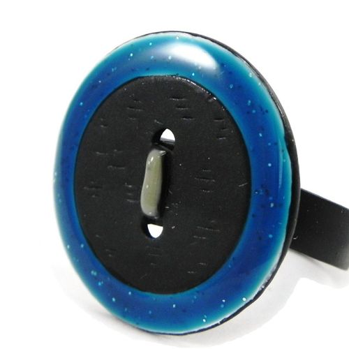 Bague Créateur "Bouton" Turquoise