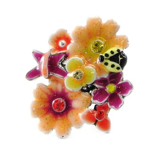 Bague Créateur "Vahiné" Orange Rose