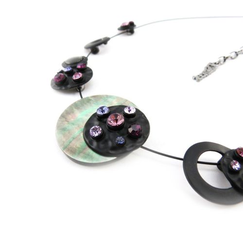 Collier Créateur "Mélusine" Violet Noir