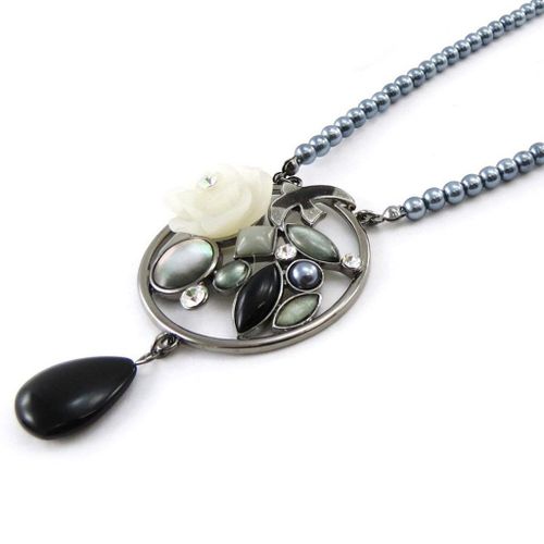 Collier Créateur "Liberty" Gris Noir