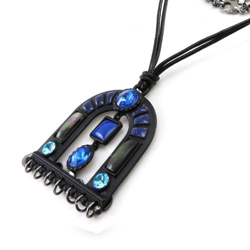 Collier Créateur "Anamaya" Bleu Noir