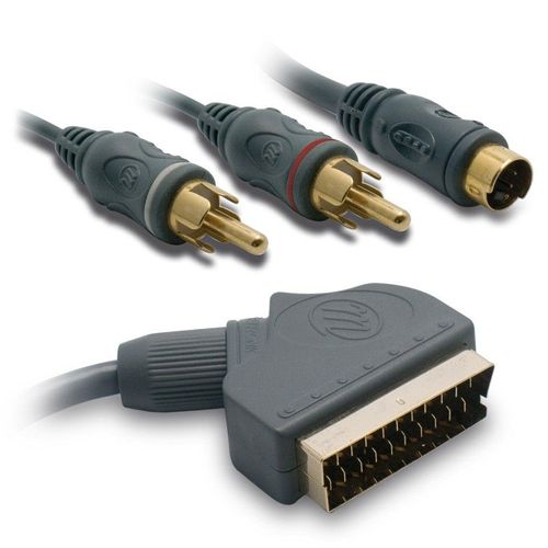 Cordon 1 péritel / 2 RCA mâles + S-vidéo In mâle