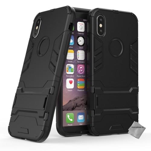 Housse Etui Coque Rigide Anti Choc Pour Apple Iphone X + Film Ecran - Noir