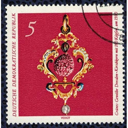 Allemagne Rda 1971 Oblitéré Rond Used Cherry Stone Pierre Cerise Grünes Gewölbe Dresde