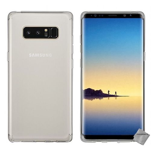 Housse Etui Coque Pochette Silicone Gel Fine Pour Samsung Galaxy Note 8 + Verre Trempe - Blanc Transparent