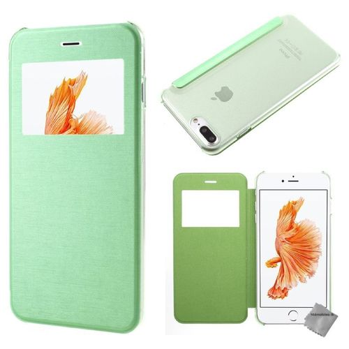 Housse Etui Coque Portefeuille View Case Pour Apple Iphone 8 Plus + Verre Trempe - Vert