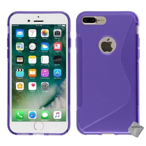 Housse Etui Coque Pochette Silicone Gel Fine Pour Apple Iphone 8 Plus + Verre Trempe - Mauve