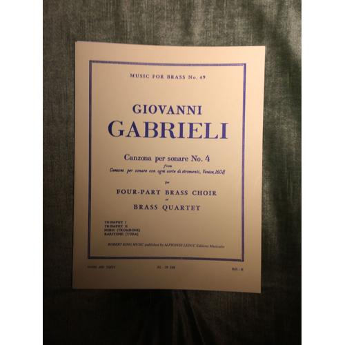 Gabrieli Canzona Per Sonare N°4 Music For Brass N°49 Robert King Music