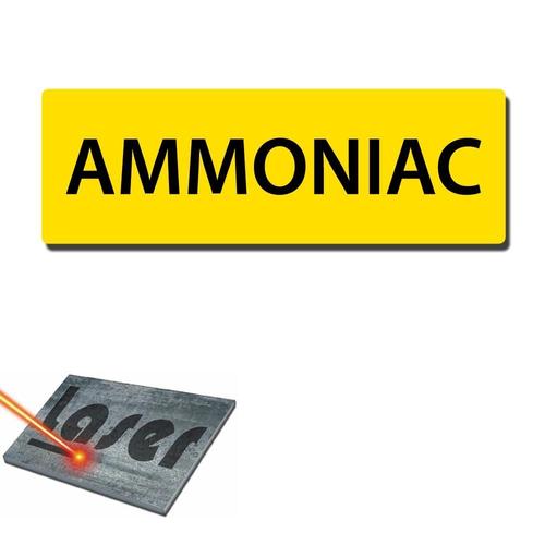 Plaque gravée autocollante 30x10 cm "Ammoniac" fond jaune