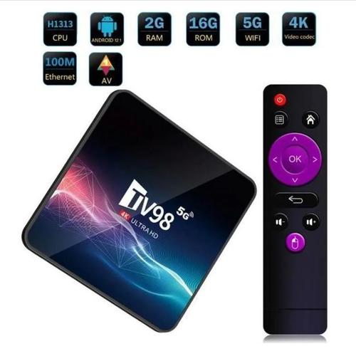Boîte TV Android TV98 - Android 12.1 H313 4K 60FPS HDR10 Quad Core 2G + 16G 2.4G&5G - Netflix Google Store
