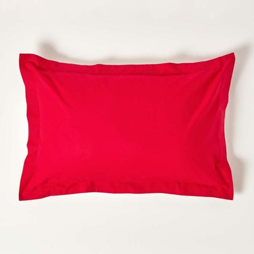 Taie D'oreiller Rectangulaire Coton Égyptien 200 Fils Coloris Rouge 50 X 75 Cm