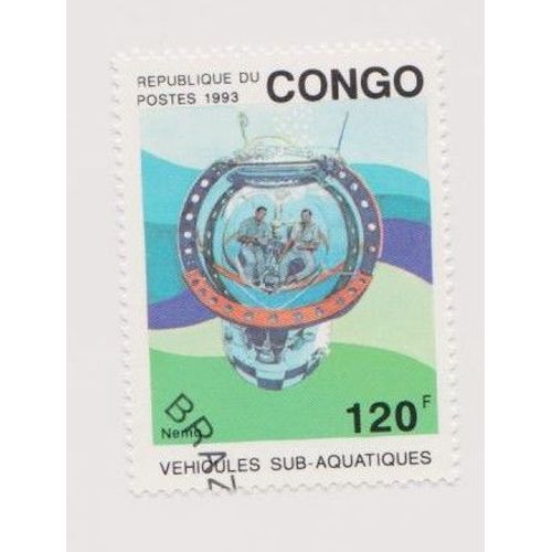Timbre Congo 1993 Sous Marins Vehicules Sub Aquatique 120f