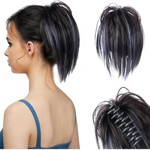 Pince pour queue de cheval en désordre Extension de Queue de Cheval à Pince à Griffes Claw Clip Messy Bun Hair Cheveux Naturel Faux Chignon Elastique pour Femmes Fille