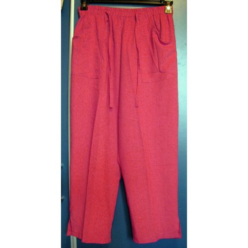 Pantacourt Pantalon 3/4, Rouge Brique, Aspect Lin